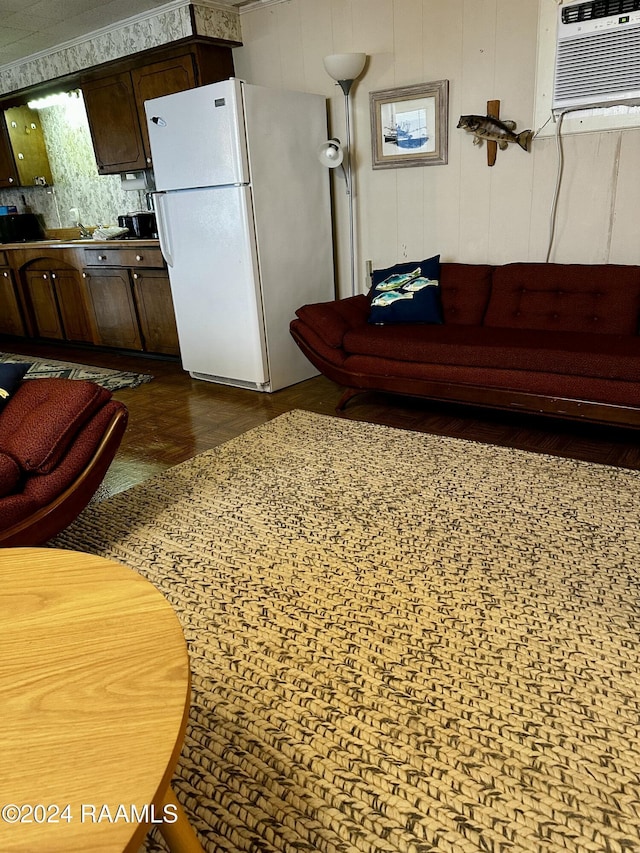 145 Pier 1 Ct, Chauvin, LA 70344 - living room with a wall mounted air conditioner and wood walls