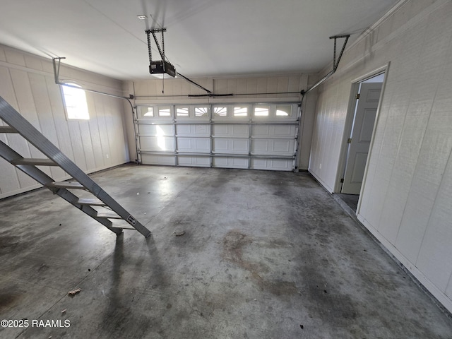 garage with a garage door opener