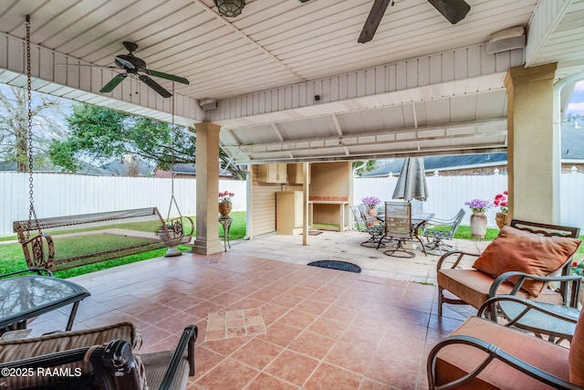 view of patio / terrace with ceiling fan