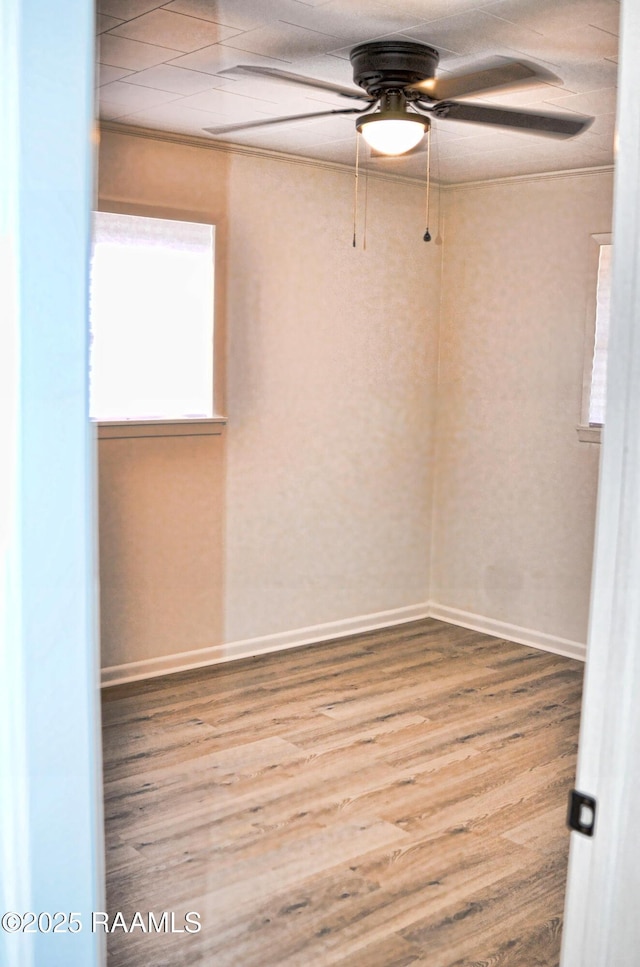 unfurnished room with ceiling fan and hardwood / wood-style floors