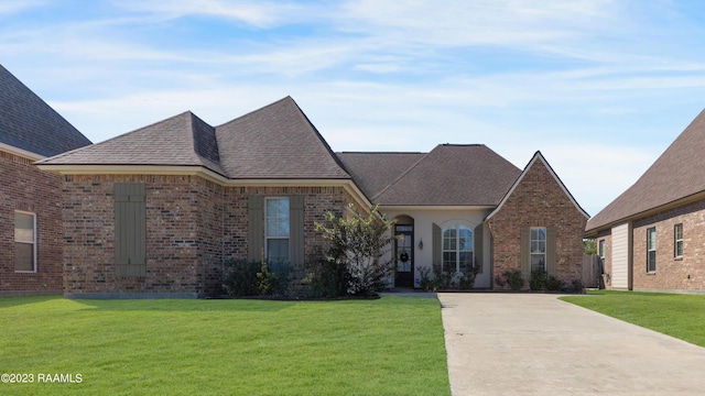 view of front of home with a front lawn