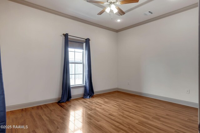 315 Begnaud Dr, Lafayette, LA 70501 - spare room featuring crown molding, hardwood / wood-style floors, and ceiling fan