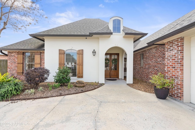 property entrance with french doors