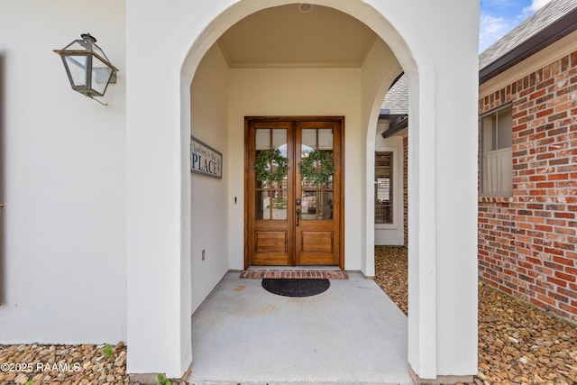 property entrance with french doors