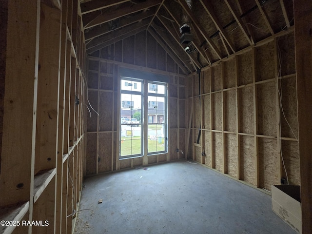 miscellaneous room featuring vaulted ceiling