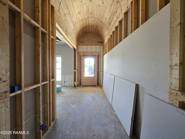 miscellaneous room featuring lofted ceiling