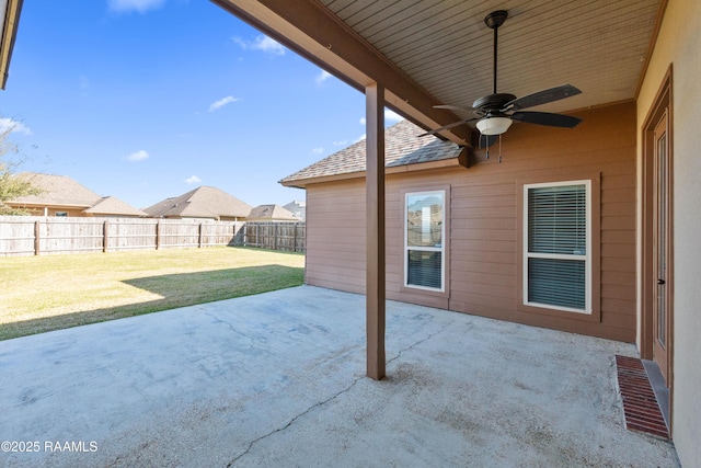 view of patio / terrace featuring ceiling fan