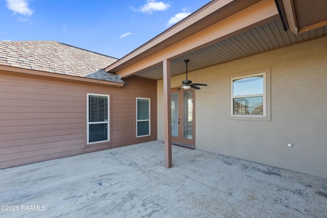 view of patio / terrace featuring ceiling fan