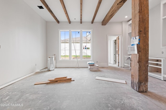 interior space with beam ceiling