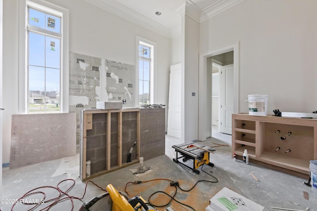 interior space with crown molding