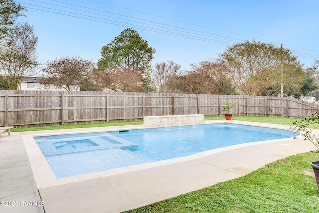 view of pool with a yard