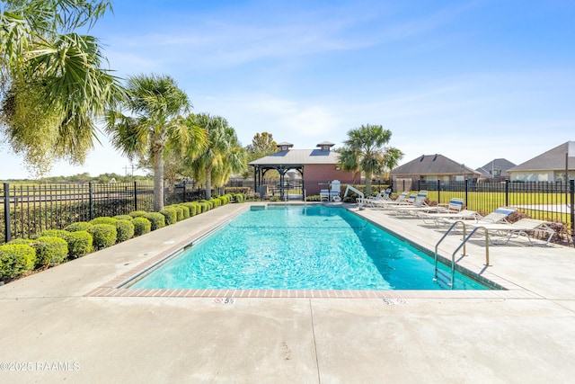 view of pool with a gazebo and a patio area