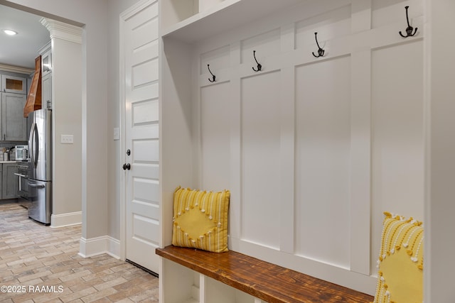 105 Ember Grove Xing, Lafayette, LA 70508 - mudroom with baseboards, brick floors, and recessed lighting