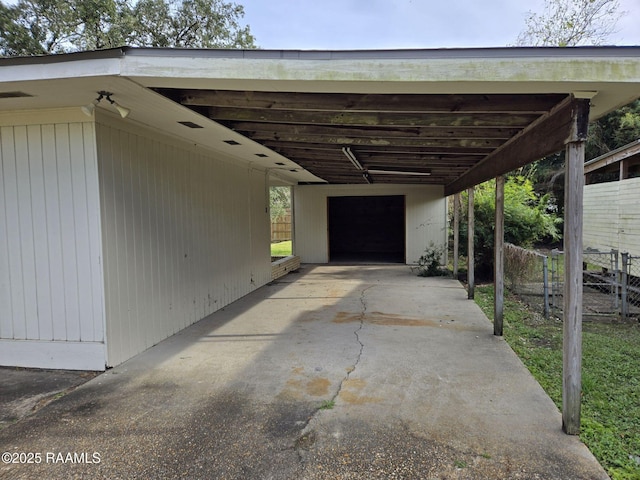 view of parking featuring a carport