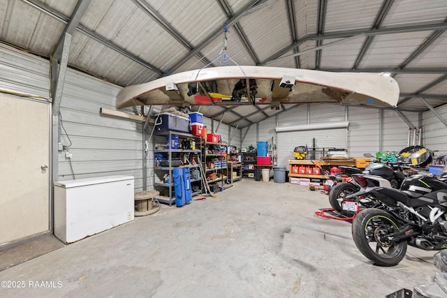 garage with refrigerator