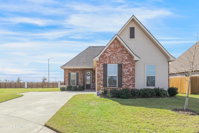 front facade with a front yard