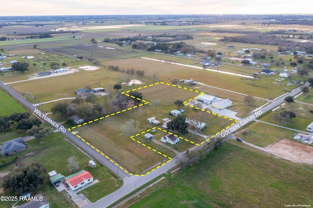 aerial view with a rural view