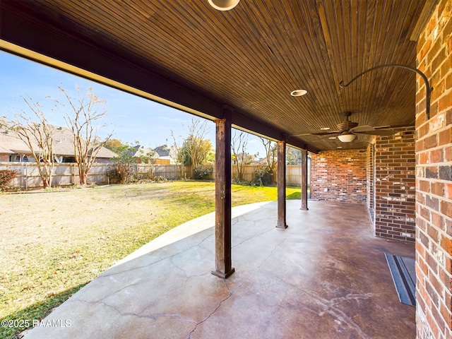 view of patio with ceiling fan