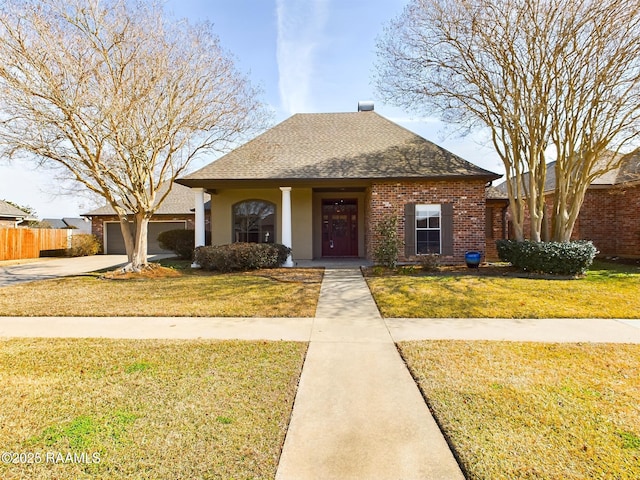 view of front facade featuring a garage and a front yard