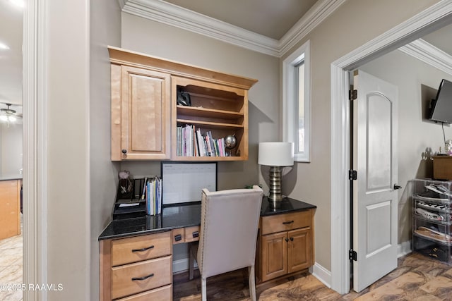 office space featuring ornamental molding