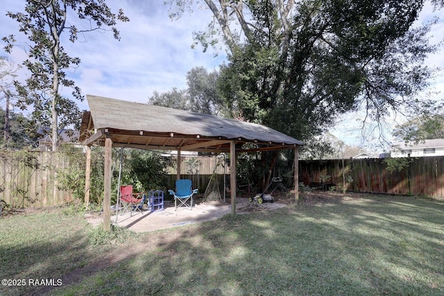 view of yard with a gazebo and a patio area