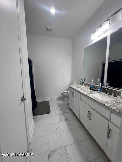 bathroom with toilet and vanity