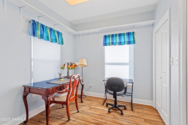 home office featuring wood-type flooring