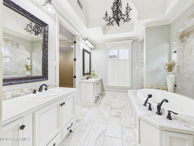 208 Rue De Frejus, Broussard, LA 70518 - full bath with crown molding, two vanities, and a garden tub