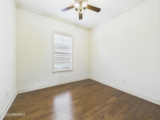208 Rue De Frejus, Broussard, LA 70518 - unfurnished room with ceiling fan, dark wood-type flooring, baseboards, and crown molding