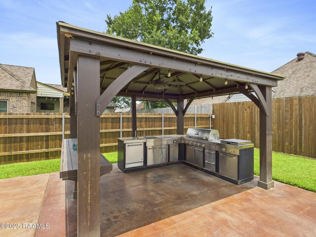 208 Rue De Frejus, Broussard, LA 70518 - fenced backyard featuring a gazebo, a patio, and a sink
