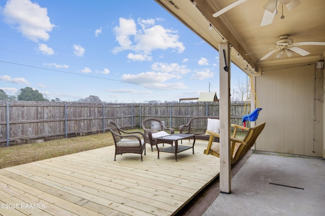 wooden terrace with ceiling fan