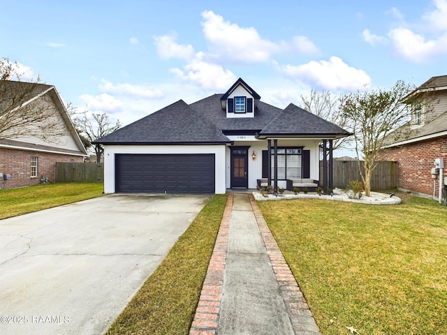 view of front of home with a garage and a front yard