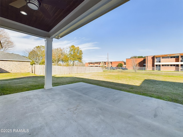 view of patio with ceiling fan