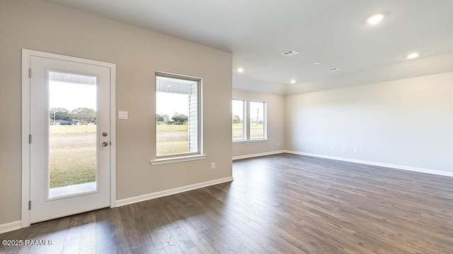 interior space featuring dark hardwood / wood-style flooring