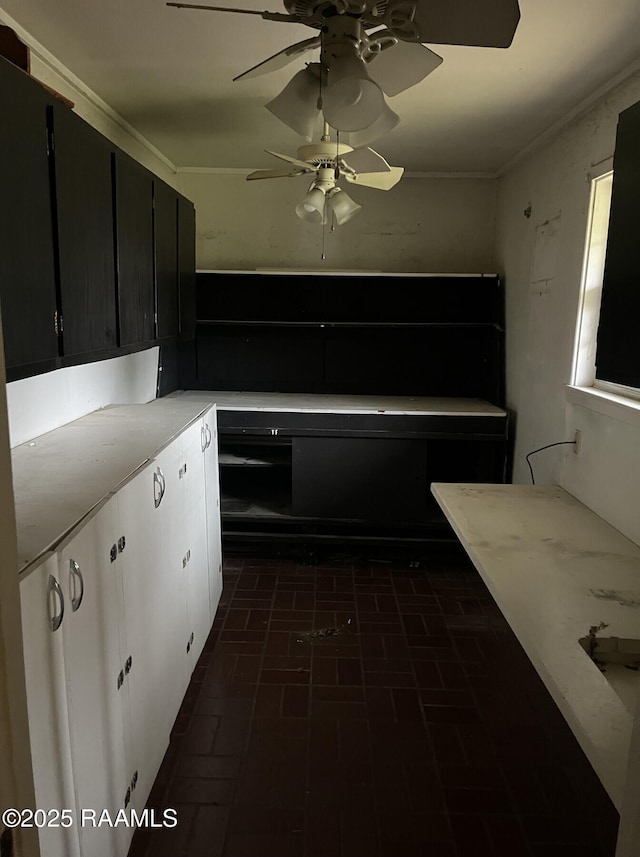 kitchen with ceiling fan