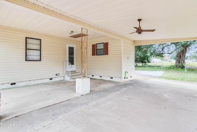 view of patio with ceiling fan