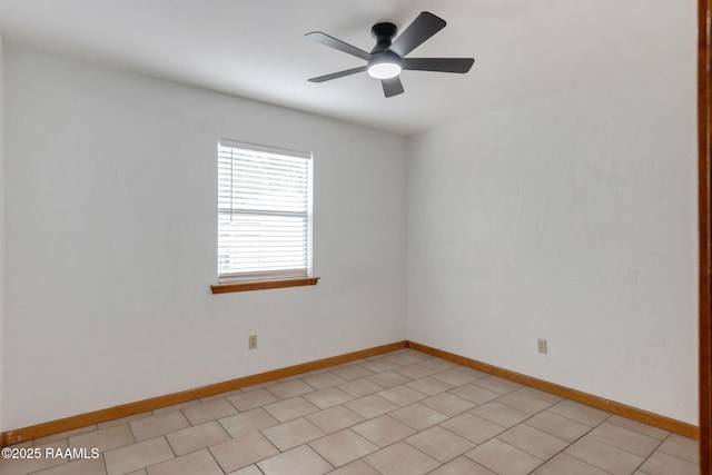 spare room featuring ceiling fan