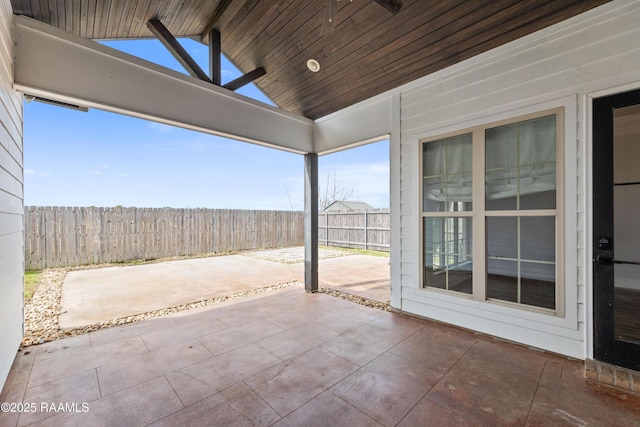 view of patio with ceiling fan