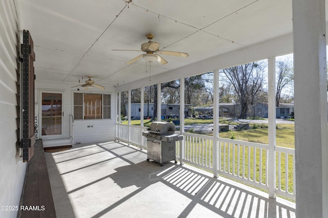 view of unfurnished sunroom