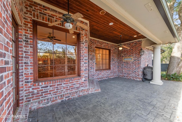 view of patio with ceiling fan