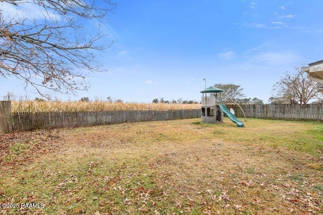 view of yard with a playground