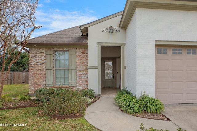 property entrance featuring a garage