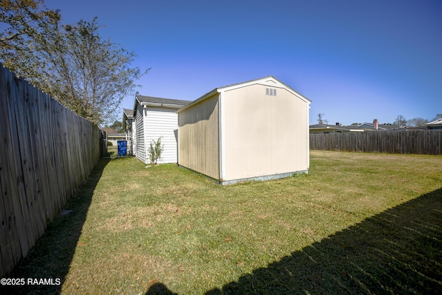 exterior space featuring a shed