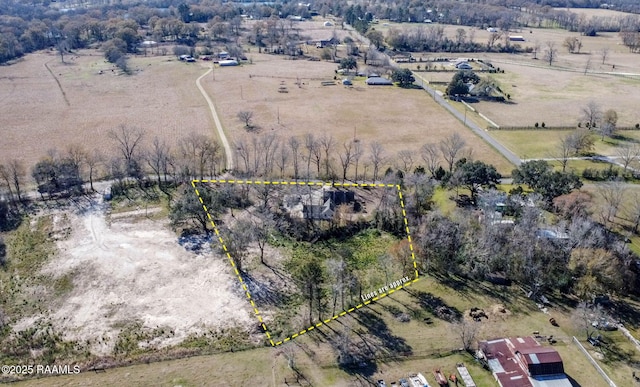 bird's eye view with a rural view