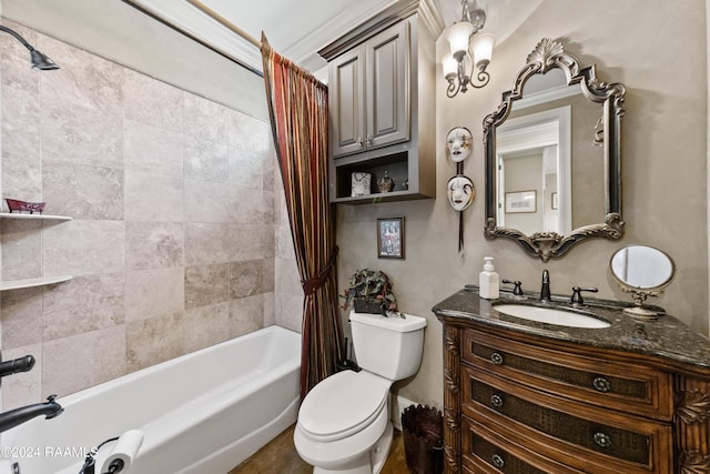 full bathroom with vanity, toilet, and shower / bath combo