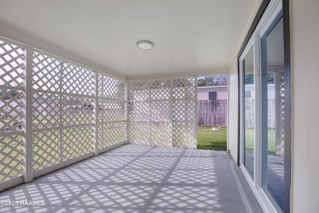 view of unfurnished sunroom