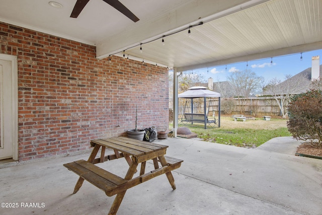 view of patio / terrace featuring a gazebo