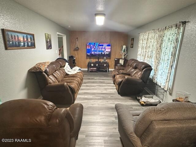 living room with hardwood / wood-style flooring