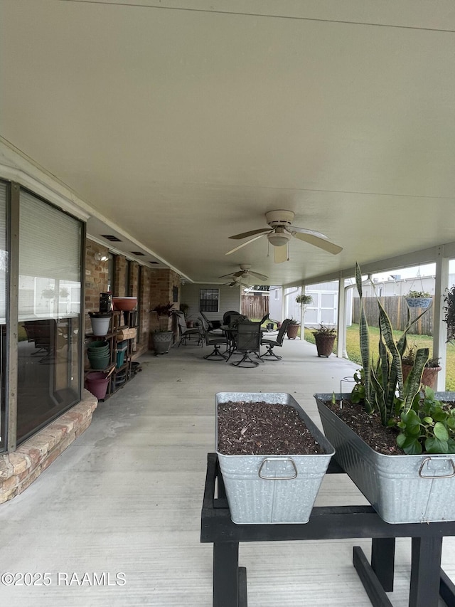 view of patio with ceiling fan