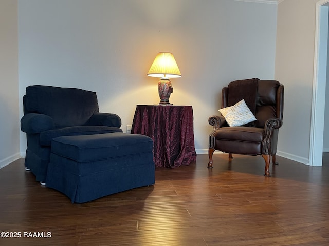 sitting room with dark hardwood / wood-style floors